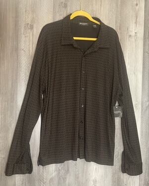 Brandini Le Collezioni Mens XXL Geometric Button Down Shirt NWT Black Brown